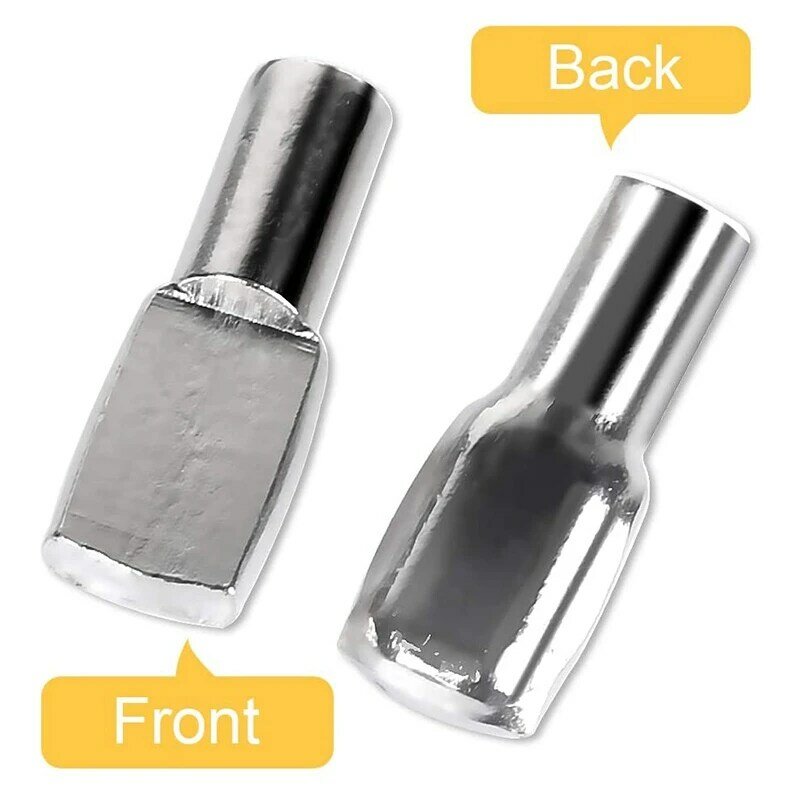 Metal Nickel Shelf Pins Spoon Shaped Cabinet Support Pegs Holder (200 Packs, 5Mm)