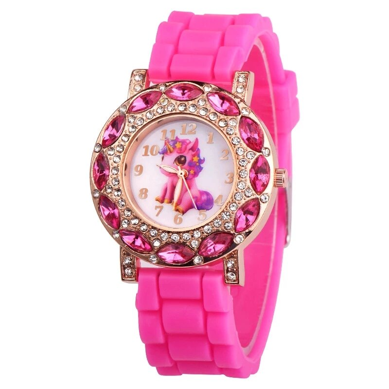 Orologio al quarzo per bambini moda coreana per orologi da polso in Silicone rosa unicorno cartone animato 30M regalo per studenti per bambini da ragazza impermeabile