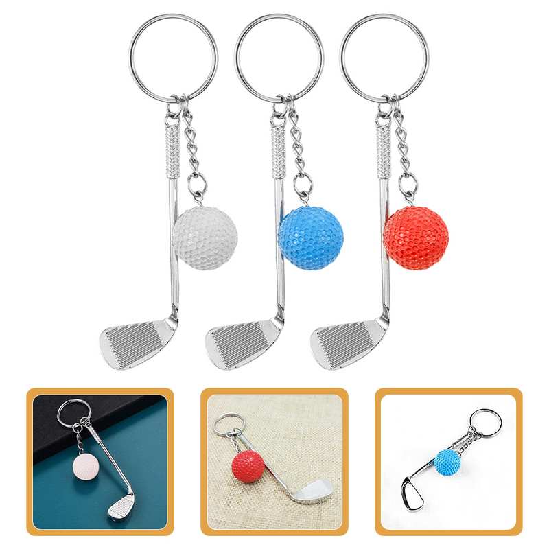 3Pcs Hanging Golfs Keychain Craft Golfing Balls Key Ring Small Golfs Keychain Novelty Golfs Decor
