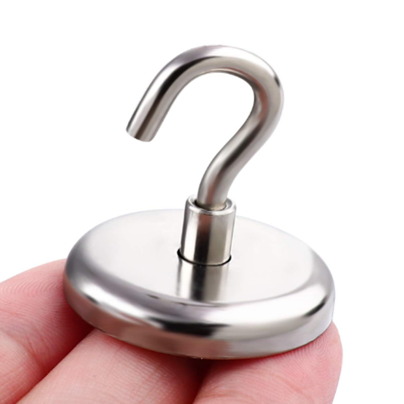 Black Magnetic Hooks Heavy Duty Super Strong Neodymium Magnet Hooks with Epoxy Coating for Home, Kitchen, Workplace, Office
