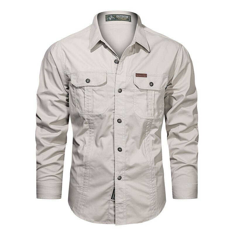 Camisa de algodón de manga larga para hombre, Camisa Militar informal de alta calidad, ropa de marca para exteriores, primavera y otoño