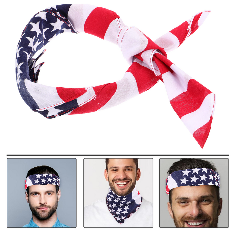 Fazzoletto da taschino da uomo in cotone quadrato fasce in raso sciarpa bandane bandiera americana