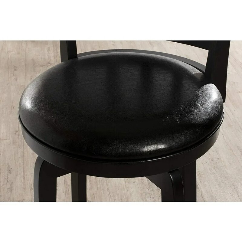 Kursi Bar, kursi konter putar berlapis kain dengan punggung kayu, kursi Bar