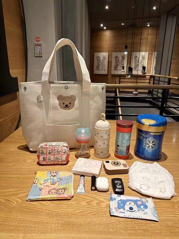 Gaya korea tas popok untuk bayi ibu tas imut tas tangan kanvas barang bayi Organizer popok tas Caddy tas ibu anak-anak