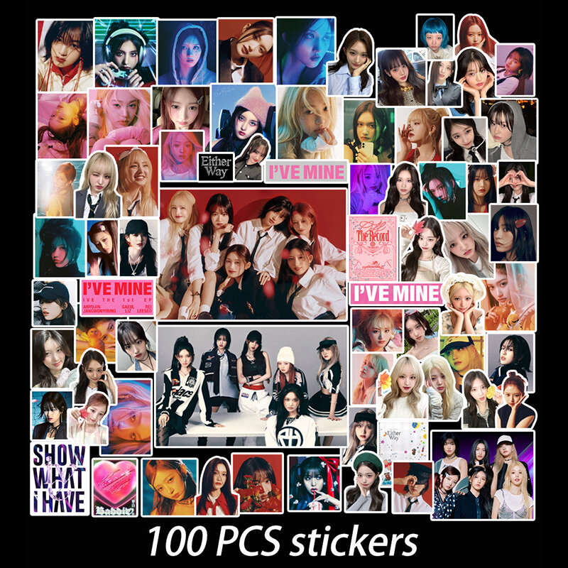 100pcs/set Kpop IVE Sticker Postcard New Album Korean Fashion Cute Group Idol Cards Photo Prints Pictures Fans Gift