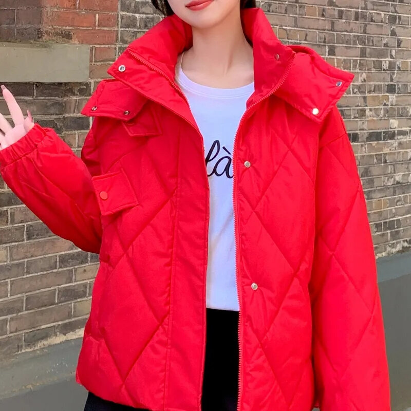 Winter Jacket Women Parkas 2023 Korean Fashion Down Cotton Jacket Long Sleeve Hooded Parka Casual Zipper Loose Snow Wear Coat