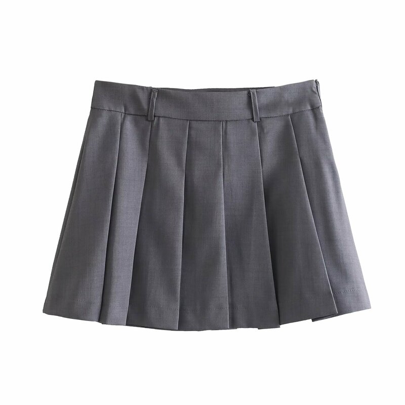 Terno fino misturado para mulheres, jaqueta feminina, mini-saia larga plissada, cinto, moda, 2 peças, 2024