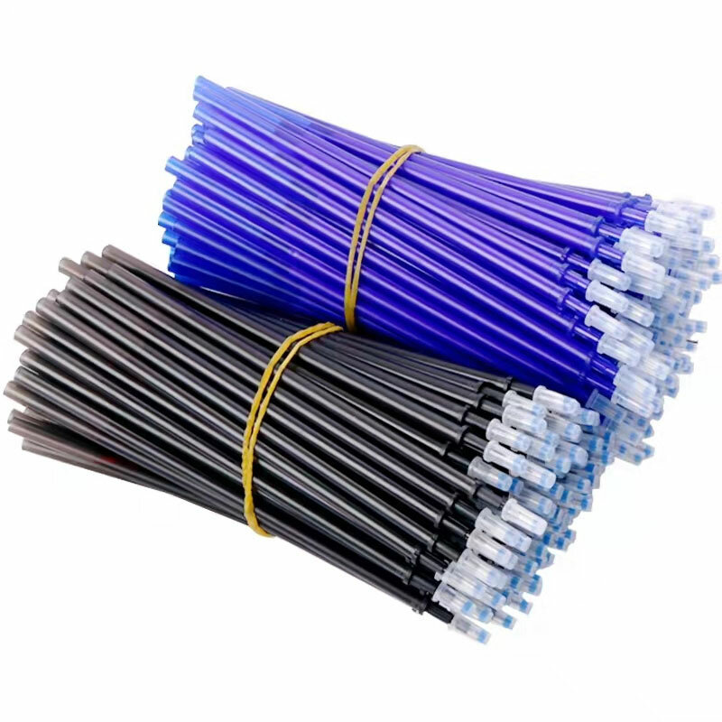 Erasable Gel Pen Refill Rod Set, tinta preta azul Shool, alça lavável, escrita artigos de papelaria suprimentos, 0.5mm, 30, 50, 80, 100Pcs, Lot