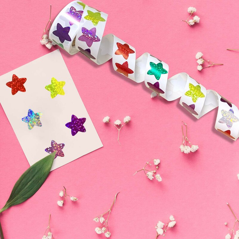 50-500 pezzi adesivi colorati stella per bambini ricompensa scuola aula adesivi stella olografica adesivi per insegnanti fai da te