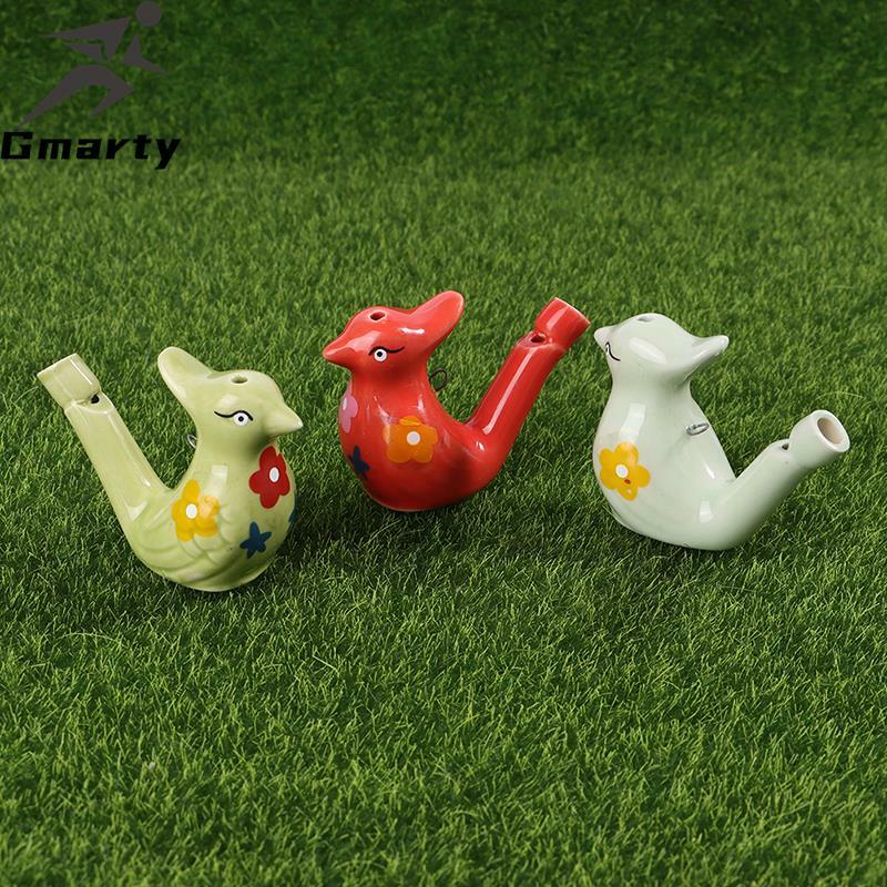 1Pc Coloured Drawing Ceramic Water Bird Whistle With Lanyard Bathtime Musical Toy For Kid Early Learning Educational Toy