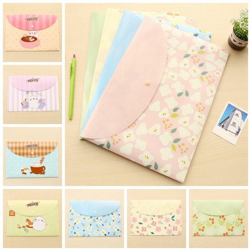 Cartoon Animals PP Snap Button File Bag Archive Folder Large Capacity A4 File Folders Pouch Waterproof Storage Bag