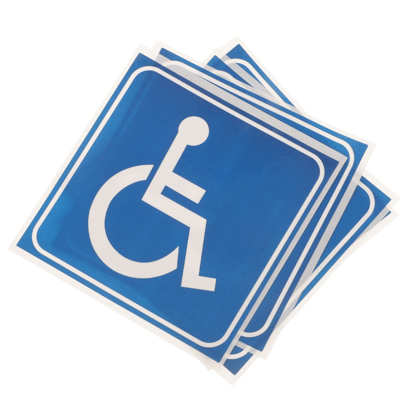 4 Sheets Disability Handicap Sign Adhesive Disabled Waterproof Stickers Sticker Applique