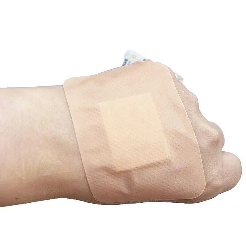 Parches elásticos grandes para heridas en la piel, banda de ayuda para hemostasia de forma cuadrada, vendajes adhesivos transpirables, 10 unids/lote por paquete