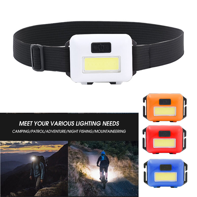 COB LED Headlamp 3 Lighting Modes Waterproof Headlight Outdoor Camping Head Lamp Mini Head Light for Emergency Hiking Fishing