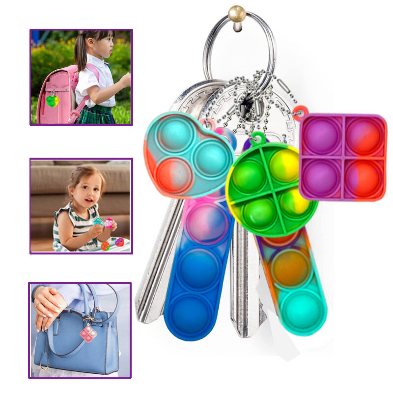 10/30 buah mainan Fidget Pop Mini gantungan kunci Pop mainan balita Pak Fidget mainan sensorik paket besar mengurangi tekanan hadiah pesta