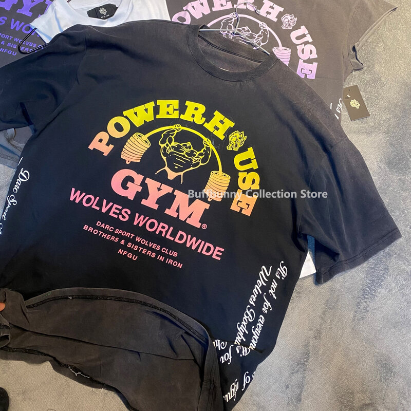 Darc 스포츠 빈티지 워싱 셔츠, 체육관 보디빌딩 오버사이즈 여성 의류, 여름 피트니스 운동 Darc 여성 티셔츠