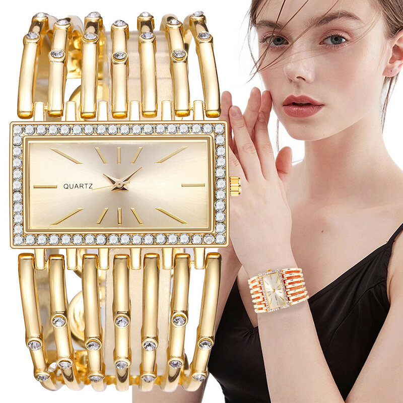 UTHAI W24 damskie modne zegarki kwarcowe damskie ze stali nierdzewnej bransoletka na co dzień z wyciętym zegarem dziewczyna zegarek na rękę biżuteria