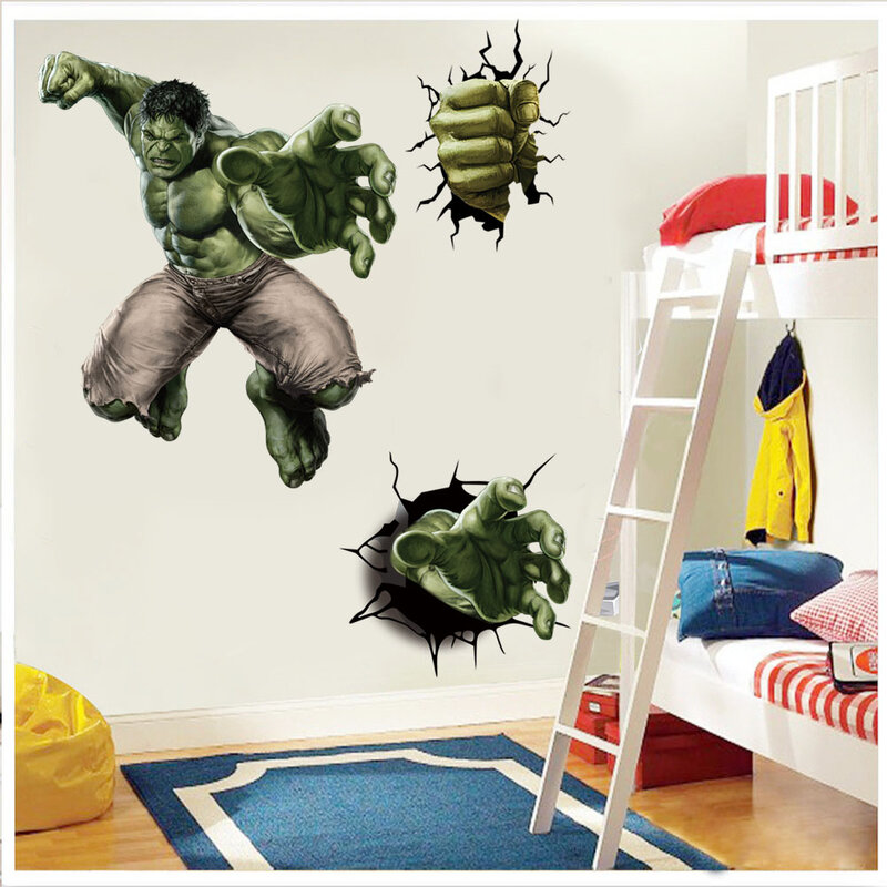 Pegatinas de pared de superhéroes de Spiderman, Capitán América, Hulk, para habitación de niños, decoración de PVC para el hogar, Mural de película de dibujos animados, calcomanías artísticas