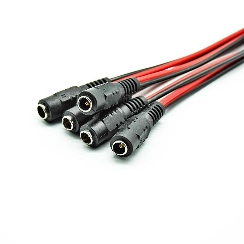 Cable de alimentación macho y hembra de 5 piezas, adaptador de CC, Conector de enchufe para cámara CCTV, 5,5x2,1mm, 5,5x2,1
