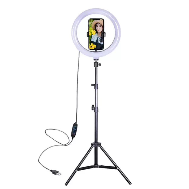 Ring Lights com tripé e controle remoto, Lâmpada Circle, Ring Lights, Kit Vlogging, Fill, Mobile, 26 cm, 45 cm, 12 ", Selfie