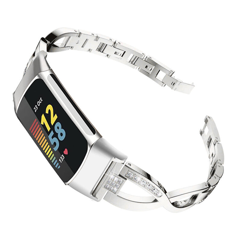 Luxury Diamond X Shape Bracelet Strap For Fitbit Charge 2/Charge 3/Charge 4/Charge 5 Band Watchband For Fitbit Charge 3 SE Strap