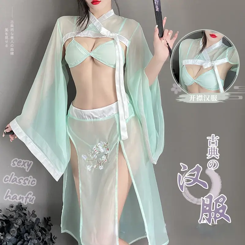 Erotyczny haft chińskie tradycyjne strój bielizna seksowna bielizna Cosplay bajkowe sukienki siatka wysokiej klasy starożytne Hanfu kobiety nowe