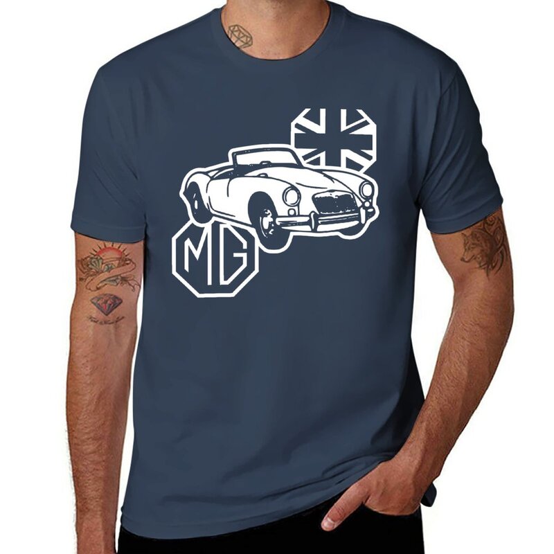 MG MGA Classic British Sports Car T-shirt dos homens, roupas engraçadas, Tops brancos, Novo