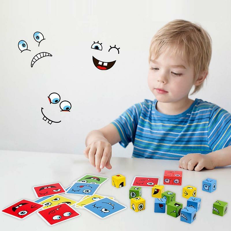 Face Changing Game Wooden Face Changing Game Expression Puzzle Children Match Puzzles Expression Toys Board Games For Kids And