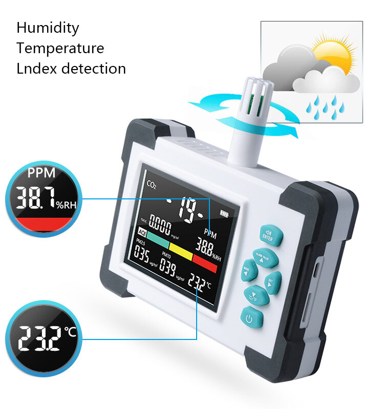 Portable Multi Gas Outdoor Analyzer Handheld Air Quality Detector Air Pollution Monitor