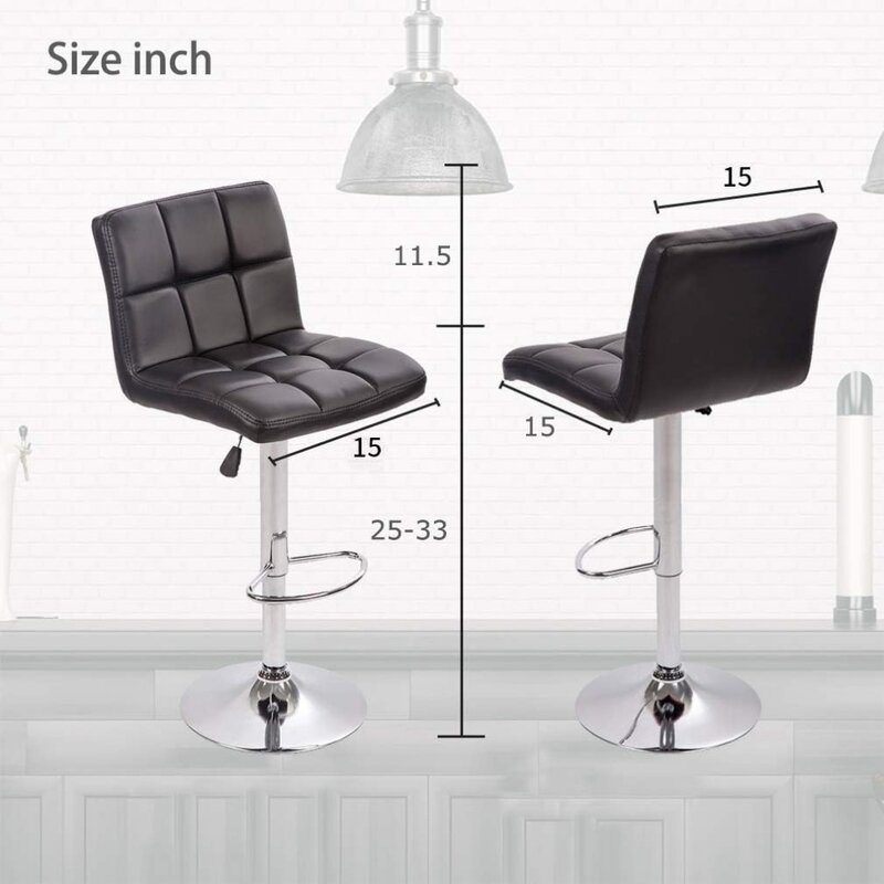 BestOffice Bar Stool Barstools Bar Chairs Counter Height Adjustable Swivel Stool with Back PU Leather Kitchen Counter Stools Set
