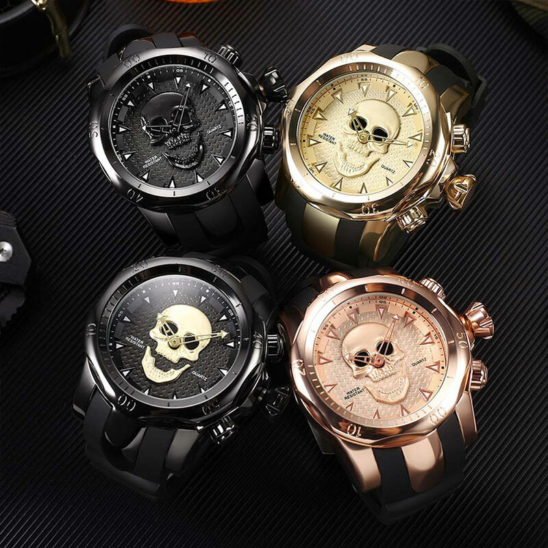New Cool Skull นาฬิกาผู้ชายนาฬิกาแฟชั่นนาฬิกาข้อมือนาฬิกาข้อมือควอตซ์นาฬิกาข้อมือกีฬานาฬิกาชาย Relogios Masculinos Drop Shipping