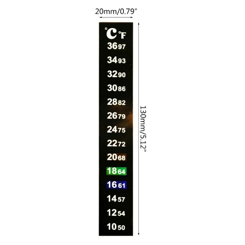 448B Stiker Termometer Strip Perekat Akuarium untuk Pembuatan Bir 10℃ 36℃