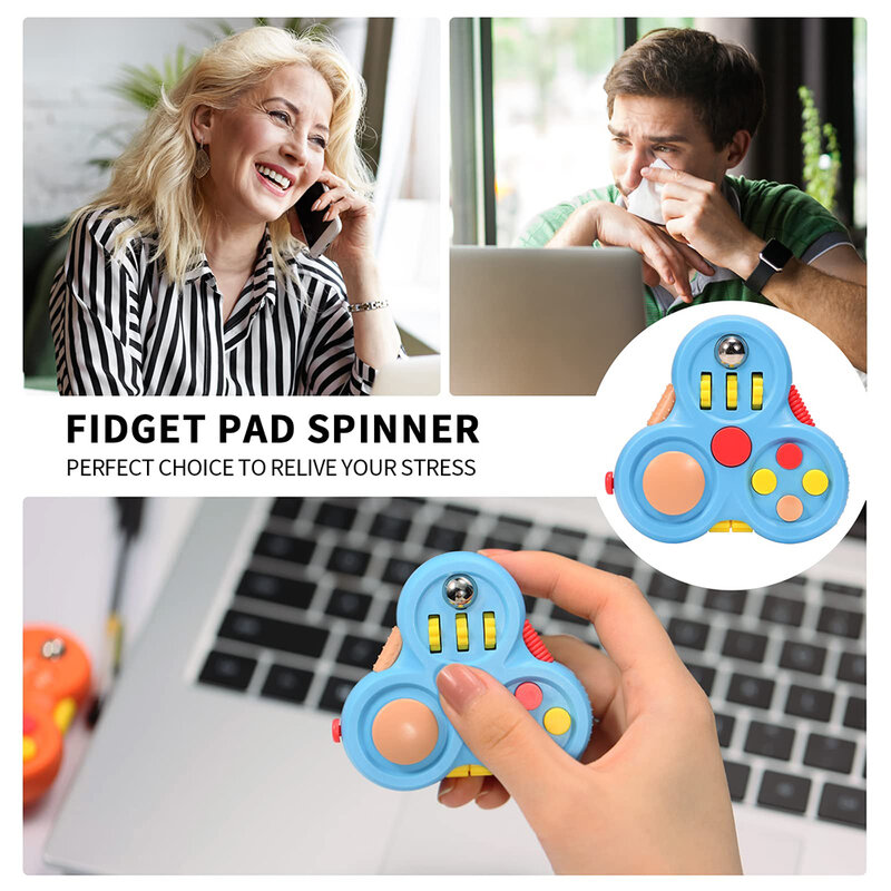 12 In 1 Decompression Rotating Magic Bean Cube Fidget Toys for Kids Adults Anti-Stress Fidget Spinner Sensory Toys Autism Gifts