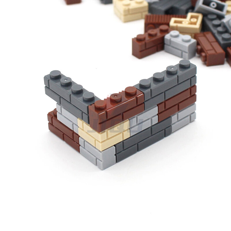 MOC-figuras creativas de bloques de construcción de casa, 1x2, 1x3, 1x4 L, perfil de mampostería, bloques de construcción compatibles con 98283 15533