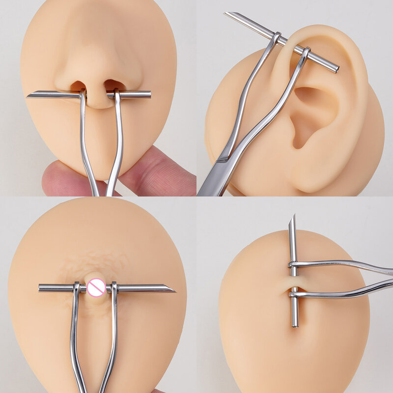 Aço cirúrgico Alicate para Body Piercing, Agulha Tubo Clamp, Pinça, Open Close CBR Anel Alicate, Ferramenta Forceps, Ear Belly and Nose Piercing