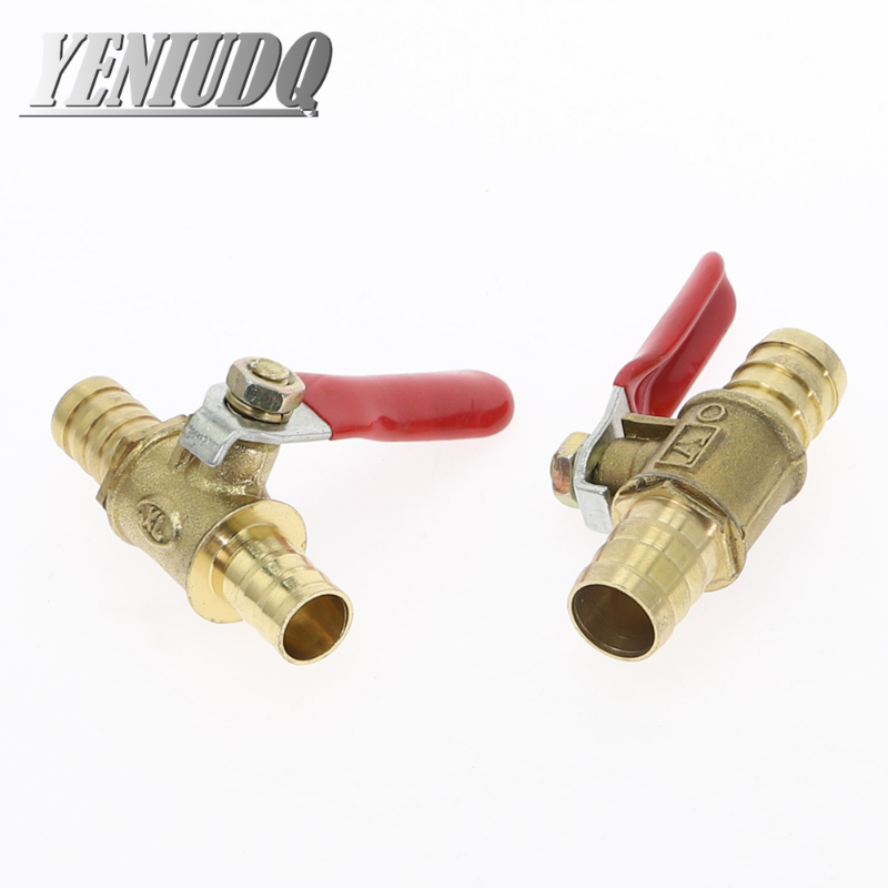 red handle small Valve 6mm 8mm 10mm 12mm Hose Barb Inline Brass Water Oil Air Gas Fuel Line Shutoff Ball Valve Pipe Fittings