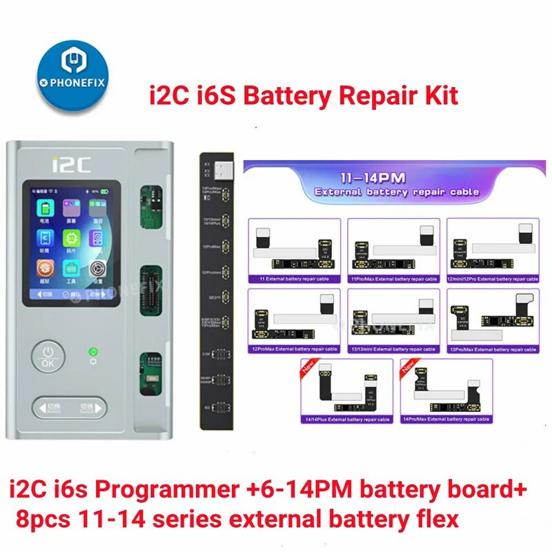 I2C i6S Programmer kabel fleksibel, baterai untuk iPhone X 11 12 13 14 15 Pro Max warna asli kamera belakang perbaikan ID Wajah Sidik Jari
