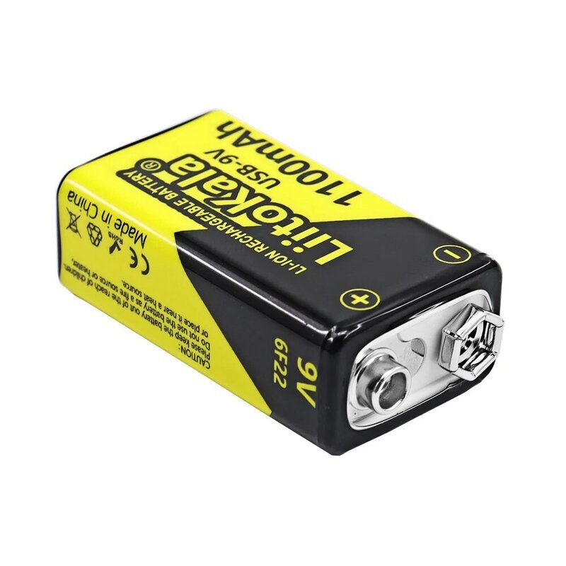 LiitoKala-Li-ion Bateria Recarregável para Multímetro, Microfone, Brinquedo, Controle Remoto, Uso KTV, 9V, 1100mAh, USB, 1-16Pcs