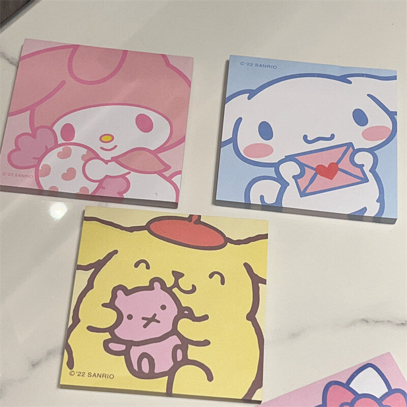 Anime niedlich Hallo Kitty Notizblock Kawaii Cartoon Student meine Melodie Pompon purin Kuromi Haft notiz Spielzeug für Mädchen