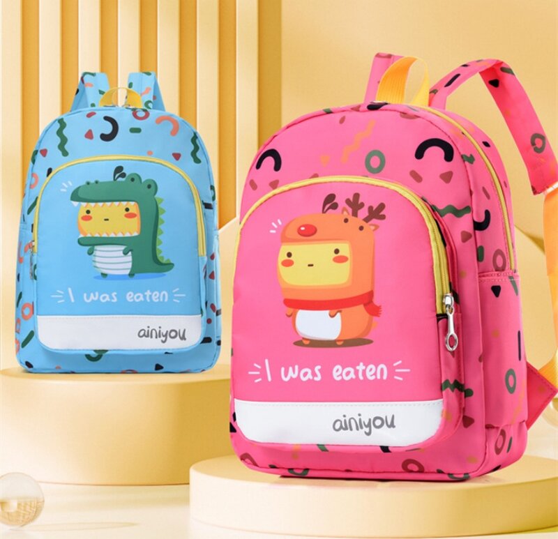 Bolso de hombro para niños y niñas, mochila escolar con nombre personalizado, bonito dibujo animado, novedad de 2024