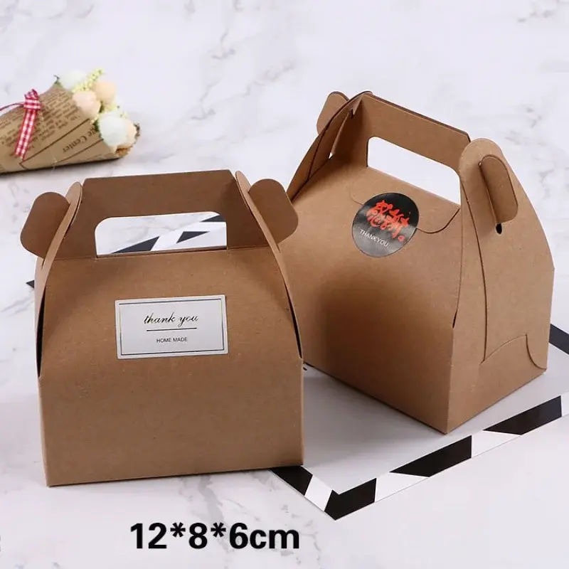 Customized productSmall Red Disposable Bento Cake Box Sandwich Takeaway Package Kraft Paper Box