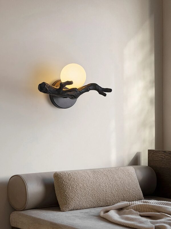 Lampade da parete con ramo di albero in resina applique da parete a LED Vintage camera da letto comodino corridoio lampade da parete di fondo illuminazione per interni decorazioni per la casa