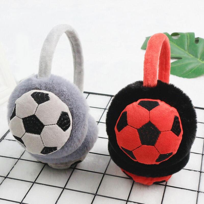 세련된 플러시 귀마개, 조절 가능한 따뜻한 경량 축구 패턴, 어린이 귀마개