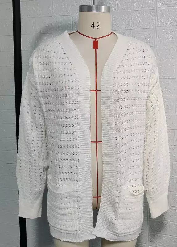 Maglione con maniche a lanterna Cardigan da donna 2023 autunno/inverno nuovo maglione lavorato a maglia scavato per le donne