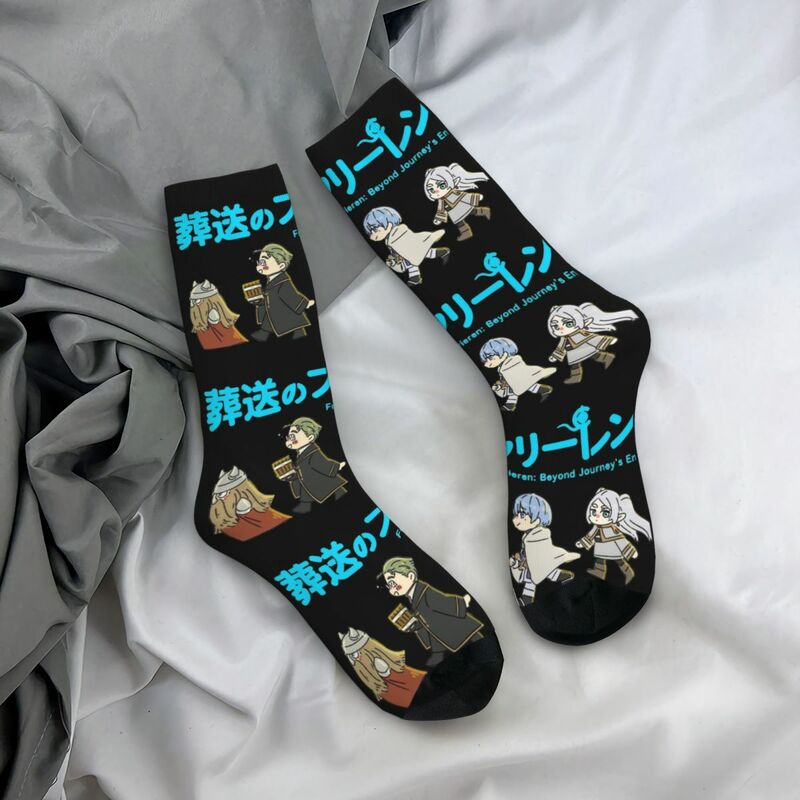 Frieren Beyond Journey's End Four Old Character Socks Men's Women's Fashion Anime Socks Spring Winter Middle Tube Socks