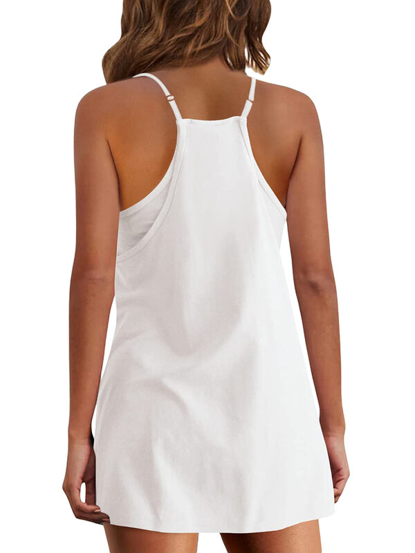 Frauen Sommer Tennis Kleid mit eingebauten Shorts und BH plus Größe Workout Sport Golf lose ärmellose Mini kleid