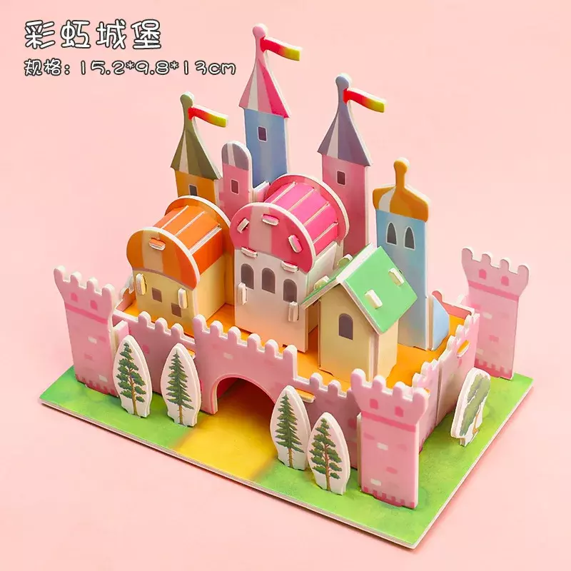 3d estéreo quebra-cabeça dos desenhos animados casa castelo modelo de construção diy artesanal aprendizagem precoce brinquedos educativos cartão diy manual brinquedos
