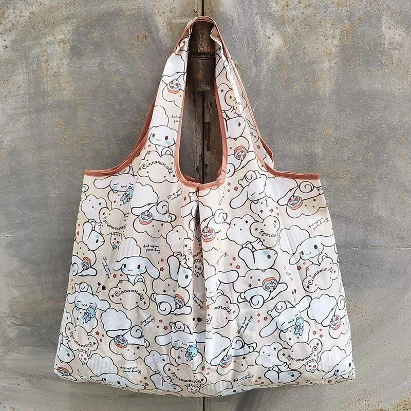 Sanrio Hello Kitty tas Tote lipat, tas belanja portabel dapat dilipat tahan air ramah lingkungan dapat digunakan kembali