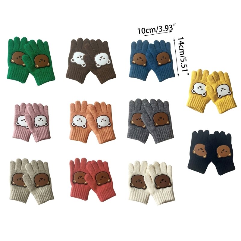1 paio di guanti lavorati a maglia per bambini 3-7 anni Guanti caldi invernali Guanti per dita intere per bambini