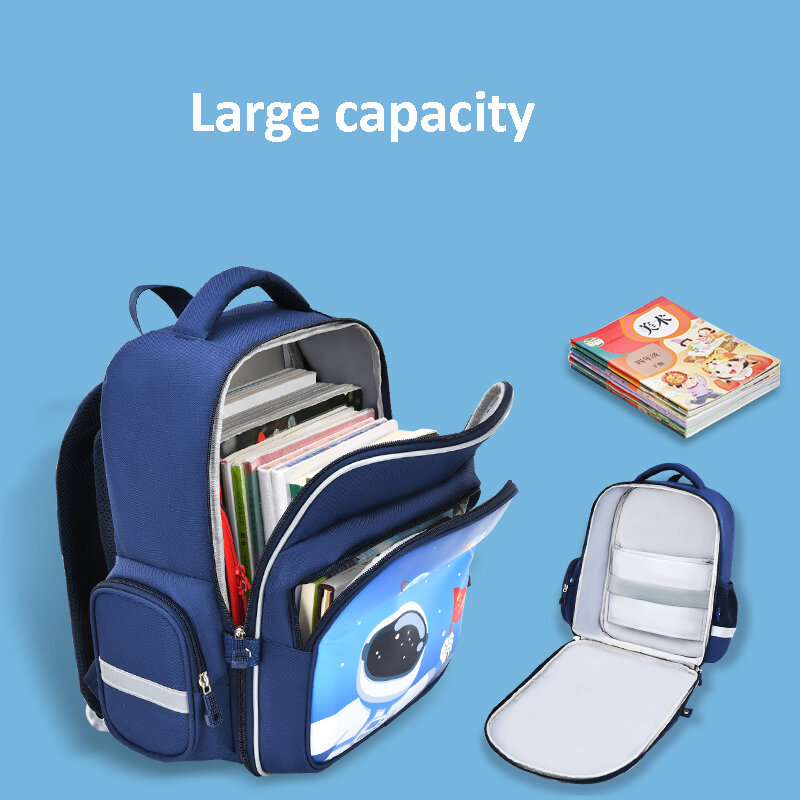 Mochila de grande capacidade para meninos e meninas, bonito pré-escolar bolsa de escola primária, mochila de astronautas